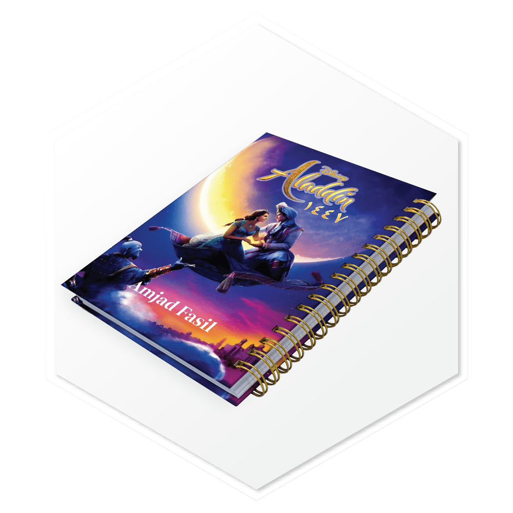 أجندة علاء الدين (ALADDIN) 1447هـ - غلاف فاخر مع مساحة لطباعة اسم العميل بالإنجليزية، تصميم مميز للسعودية والخليج