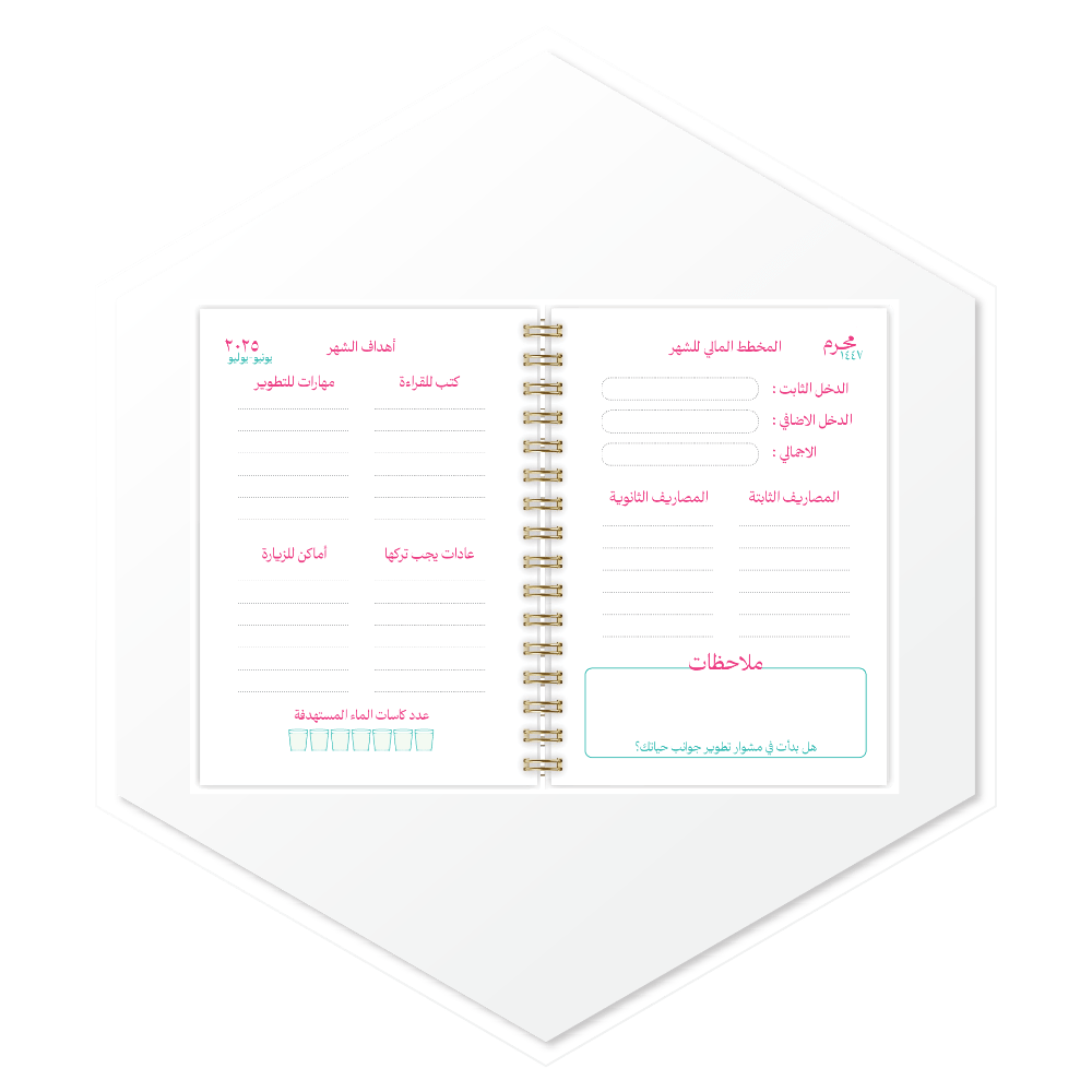 أجندة إنكانتو (ENCANTO) 1447هـ - تصميم داخلي مميز بمخططات عملية ومساحات حرة للتخطيط، طباعة فاخرة للسعودية والخليج