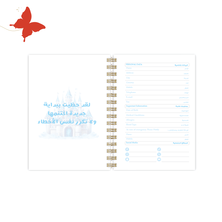 التقسيمات الداخلية اجندة 2025 فروزن البيانات الشخصية للسلك الذهبي