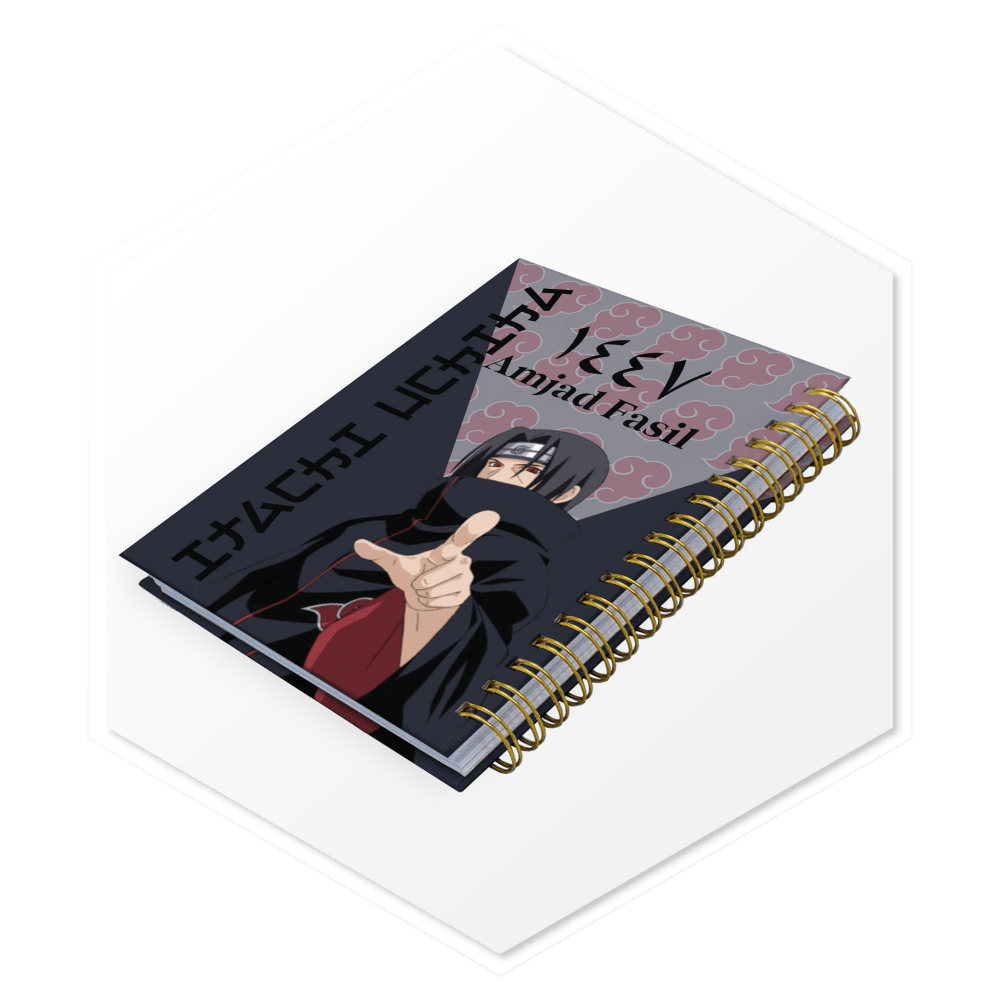 بلانر Itachi Uchiha الفاخر 1447 مع تخصيص الاسم باللغة الإنجليزية. تصميم أنيق يجعله هدية شخصية مثالية للشباب.